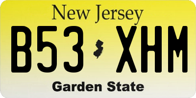 NJ license plate B53XHM