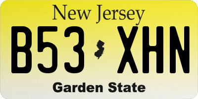 NJ license plate B53XHN