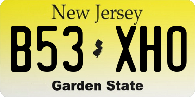 NJ license plate B53XHO