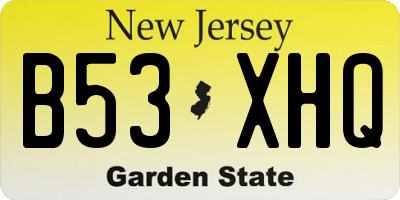 NJ license plate B53XHQ