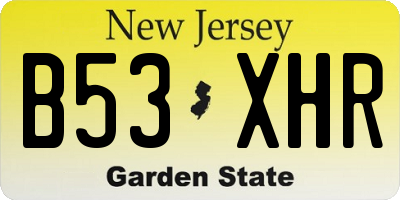 NJ license plate B53XHR