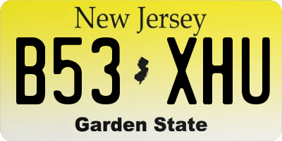 NJ license plate B53XHU