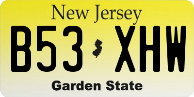 NJ license plate B53XHW