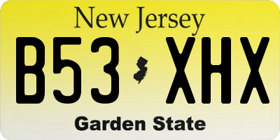 NJ license plate B53XHX
