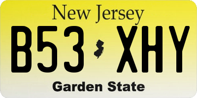 NJ license plate B53XHY