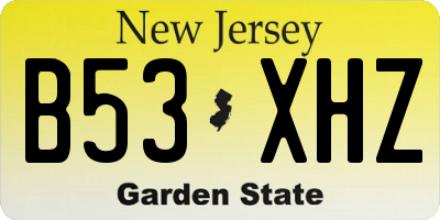 NJ license plate B53XHZ