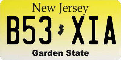 NJ license plate B53XIA