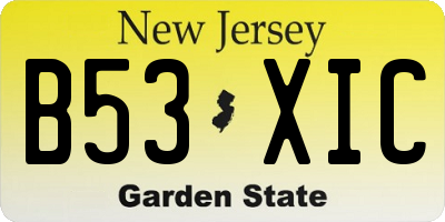 NJ license plate B53XIC