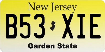 NJ license plate B53XIE