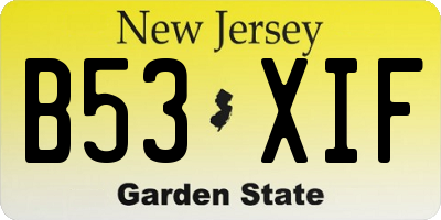 NJ license plate B53XIF
