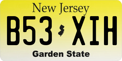 NJ license plate B53XIH