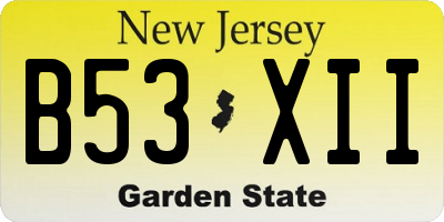 NJ license plate B53XII