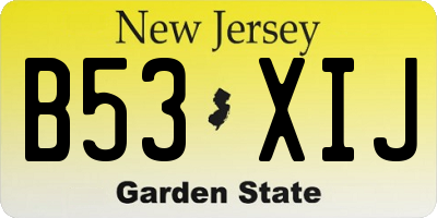 NJ license plate B53XIJ