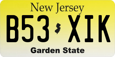 NJ license plate B53XIK