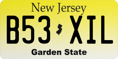 NJ license plate B53XIL