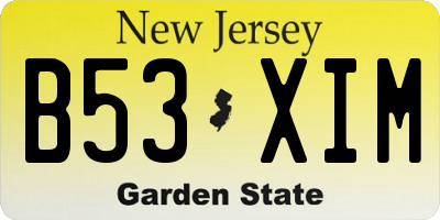 NJ license plate B53XIM