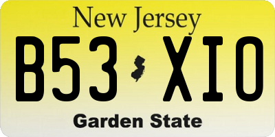 NJ license plate B53XIO