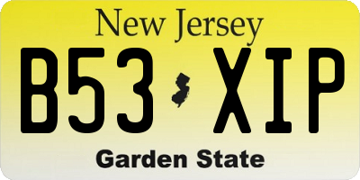 NJ license plate B53XIP