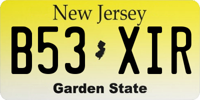 NJ license plate B53XIR