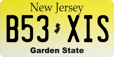 NJ license plate B53XIS