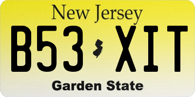 NJ license plate B53XIT