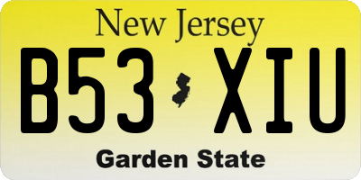 NJ license plate B53XIU
