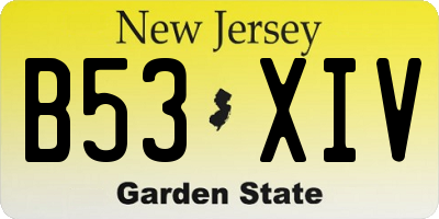 NJ license plate B53XIV