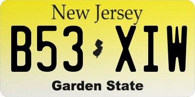 NJ license plate B53XIW