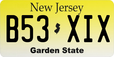 NJ license plate B53XIX