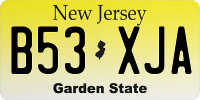 NJ license plate B53XJA