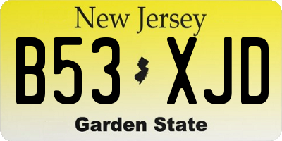 NJ license plate B53XJD