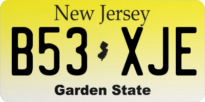 NJ license plate B53XJE