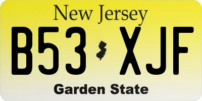 NJ license plate B53XJF