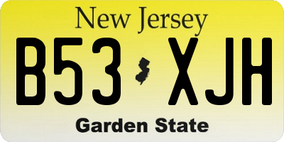 NJ license plate B53XJH