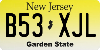 NJ license plate B53XJL