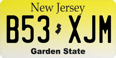 NJ license plate B53XJM