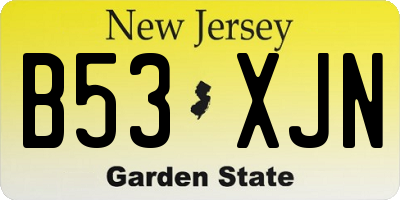 NJ license plate B53XJN