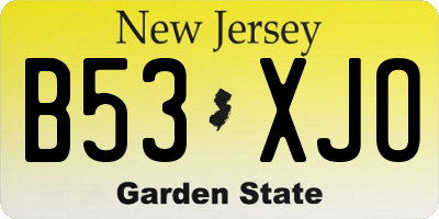 NJ license plate B53XJO