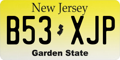 NJ license plate B53XJP