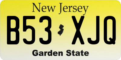 NJ license plate B53XJQ