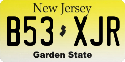 NJ license plate B53XJR