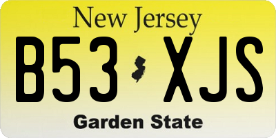 NJ license plate B53XJS