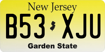 NJ license plate B53XJU