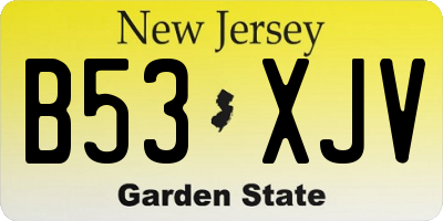 NJ license plate B53XJV