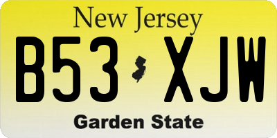NJ license plate B53XJW