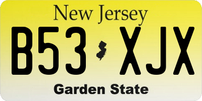 NJ license plate B53XJX