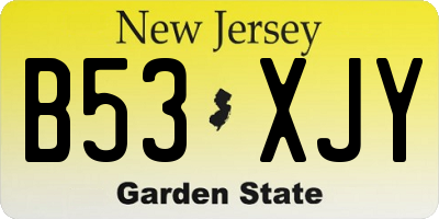 NJ license plate B53XJY
