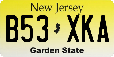 NJ license plate B53XKA
