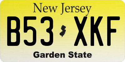 NJ license plate B53XKF