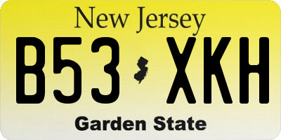 NJ license plate B53XKH